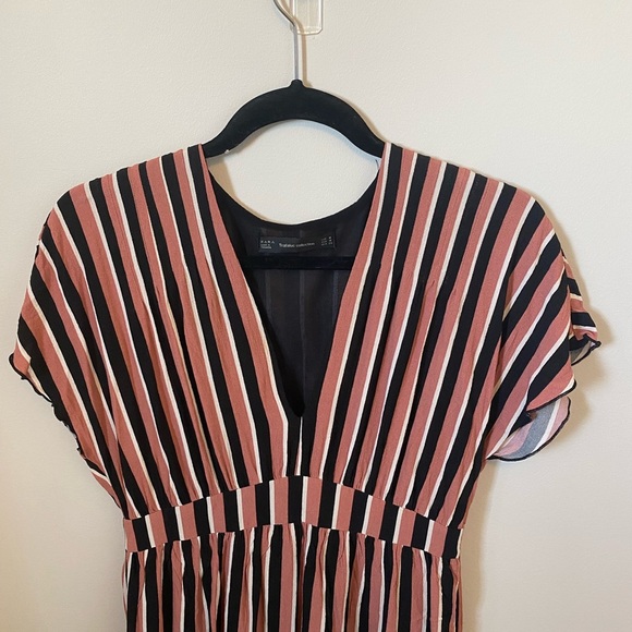 Zara Dress pink black striped - Picture 3 of 5